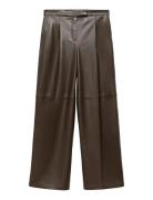 Wide-Leg Faux-Leather Trousers Brown Mango