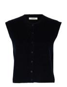 Slflulu Sl Button O-Neck Vest Noos Navy Selected