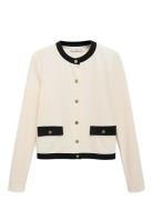 Contrasting Cotton Cardigan White Mango
