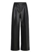 Wide Leg Faux-Leather Trousers Black Mango