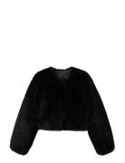 Faux-Fur Cropped Jacket Black Mango