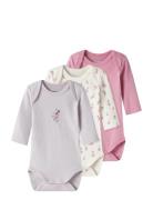 Nbfbody 3P Ls Flower Noos Pink Name It