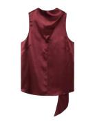 Satin Blouse With Foulard Burgundy Mango