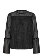 Flounce Sleeve Blouse Black Bubbleroom