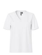 Pcria Ss V-Neck Solid Tee Jrs Noos Bc White Pieces