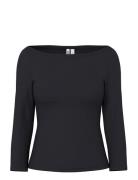 Pcphoebe 3/4 Boatneck Top Jrs Noos Bc Black Pieces