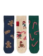 Sock 3 P Christmas Navy Lindex