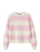Nlfbynthe Stripe Ls Short Knit Pink LMTD