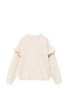 Ruffle Knitted Sweater Cream Mango