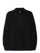 Jane Organic Cotton/Cashmere Rib Knit Poncho Black Lexington Clothing