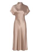 Alivia Short Sleeve Satin Midi Dress Cream Malina