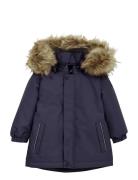 Baby Parka W. Fake Fur Navy Color Kids
