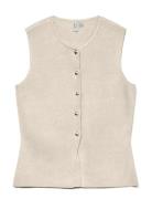 Vmsaba Sl O-Neck Button Vest Btq Cream Vero Moda
