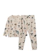 Wilhelm Printed Pyjamas Set Beige Liewood