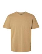 Slmaspen Slub Ss O-Neck Tee Noos Beige Selected