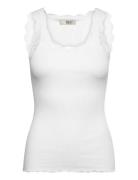 Rmwbalta Modal Sl U-Neck Top White RM By Rosemunde