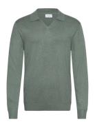 Ecovero L/S V-Neck Polo Green Lindbergh