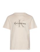 Ck Monogram Ss T-Shirt Cream Calvin Klein