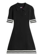 Tjw F&F Sweater Polo Mini Dress Black Tommy Jeans