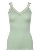 Rmwbalta Modal Sl V-Neck Top Green RM By Rosemunde