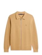 Seasonal Structure Zip Thru Polo Beige Tommy Hilfiger
