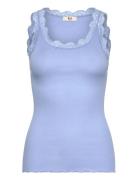 Rmwbalta Modal Sl U-Neck Top Blue RM By Rosemunde