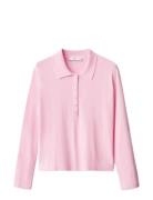 Long-Sleeved Polo-Neck Sweater Pink Mango