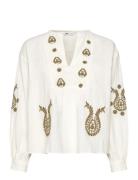 Onlmoon L/S Emb Top Wvn Noos Cream ONLY