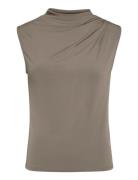 Pcmadison Sl Draped Top Jrs Noos Bc Beige Pieces