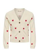 Kogdana Life Ls Heart Vneck Cardigan Knt Cream Kids Only