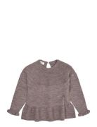 Merino Knit Blouse With Frill Grey Copenhagen Colors