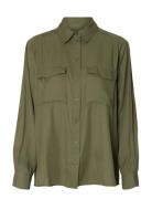 Slfbeatrice Ls Relaxed Pocket Shirt B Khaki Selected