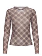 Vininna New L/S Check Mesh Top Brown Vila