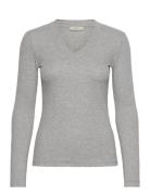 Dagnaiw Melange V-Neck Ls Grey InWear