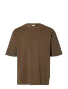 Slmlooseoscar Ss O-Neck Tee Noos Brown Selected