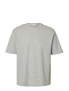 Slhlooseoscar Ss O-Neck Tee Noos Grey Selected
