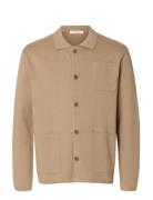 Slmmike Light Polo Cardigan Noos Beige Selected