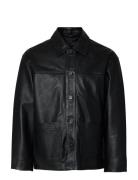 Slhcarl Leather Jkt Black Selected