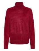 Brushed Roll Neck Sweater Burgundy Davida Cashmere