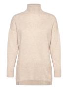 Turtleneck Over D Slits Beige Davida Cashmere