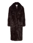 Long Faux Fur Coat Brown Bubbleroom