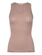 Rmwbardot Sl V-Neck Tank Top Beige RM By Rosemunde