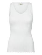 Rmwbardot Sl V-Neck Tank Top White RM By Rosemunde