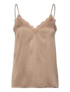 Rmwpenelope Silk Blend Sl Top Beige RM By Rosemunde