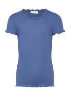 Rkbalta Modal Ss Lace T-Shirt Blue Rosemunde Kids