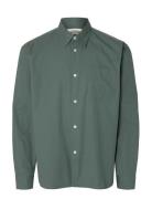 Slhrlxdexter Poplin Logo Ls Shirt Green Selected