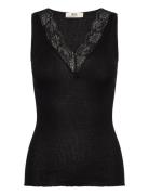 Rmwbea Sl V-Neck Top Black RM By Rosemunde