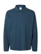 Slhrelaxpaul Jacquard Ls Polo Blue Selected