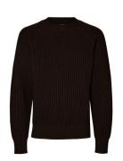 Slhstorv Ls Knit Boxy Crew Neck Black Selected