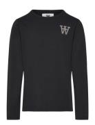 Wwkim Tirewall Ls T-Shirt Gots Black WOOD WOOD